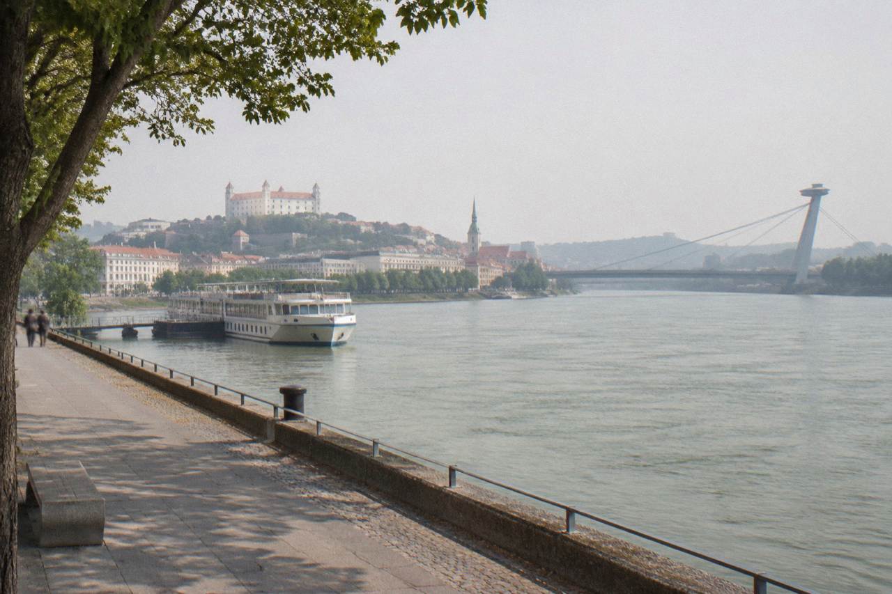River and bridge in a large capital city